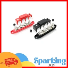 Dual 250 Amp Power Distribution Block with Covers for Automotive & Solar Wiring