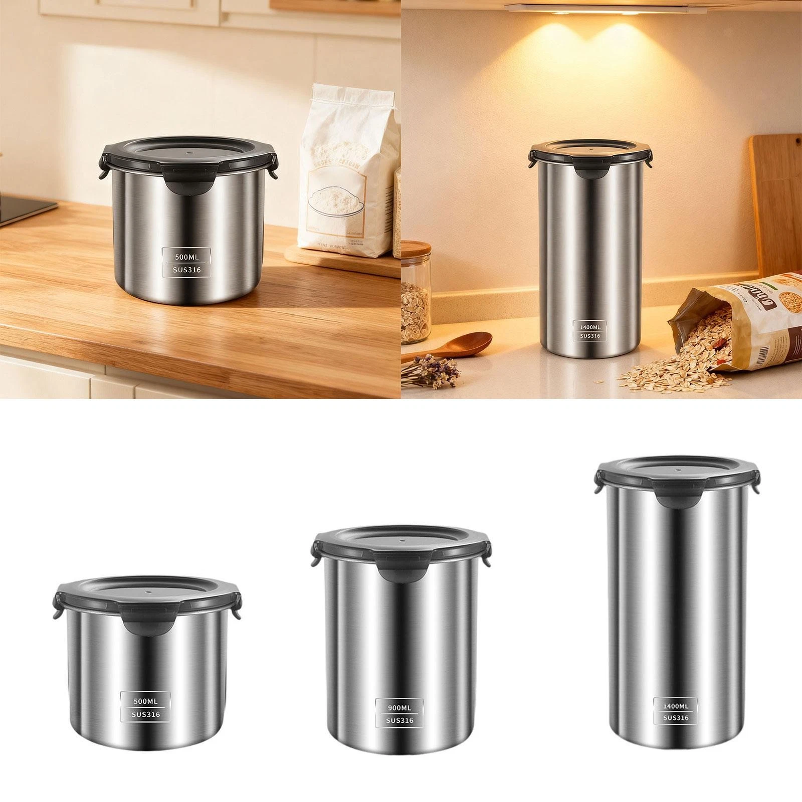 Food Storage Canister Multiuse Kitchen Canister for Tea Kitchen Counter Nuts