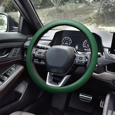 Car Steering Wheel Cover Soft Odorless Silicone Leather Texture Dark Green Car Steering Wheel Cover Soft Odorless Silicone Leather Texture Dark Green