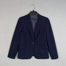 Talbots Blazer Womens 2 Navy Blue Aberdeen One Button Knit Lined Career Jacket
