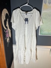 Universal Thread White Linen Rayon V-Neck Ruffle A-Line Midi Dress XXL