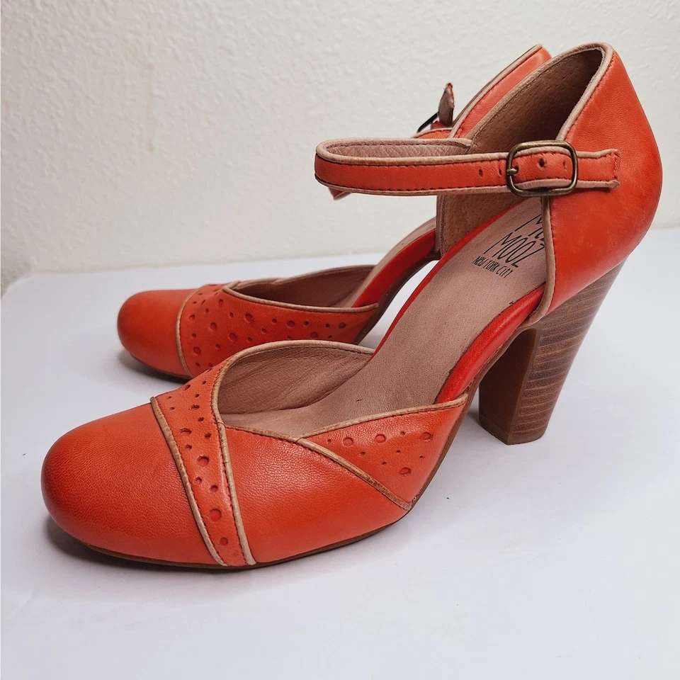 Miz Mooz Nicolina Block Heels Ankle Strap 8 Retro Comfort Leather Shoes 40s Fall - Image 2 of 4