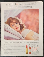 1957 Coty 24 Lipstick Print Ad Original Vintage Cosmetics Makeup Beauty