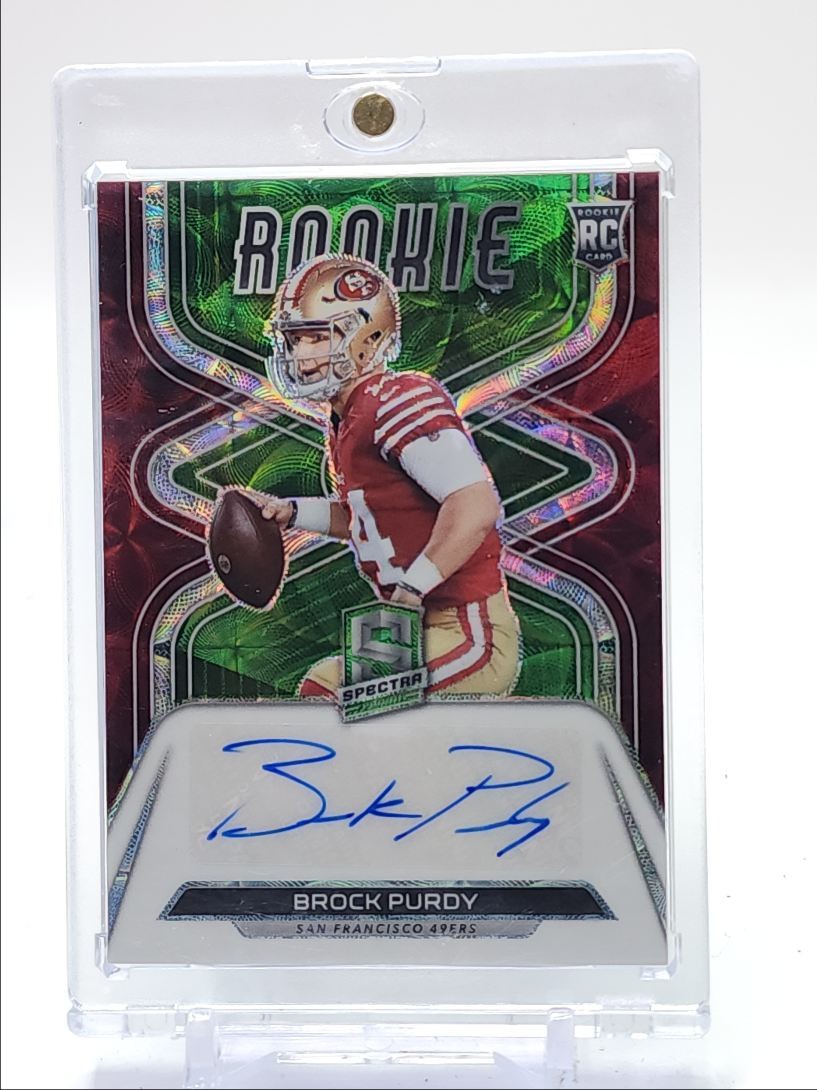 BROCK PURDY 2022 SPECTRA ROOKIE AUTOGRAPH NEON GREEN RC AUTO /35 Q5690
