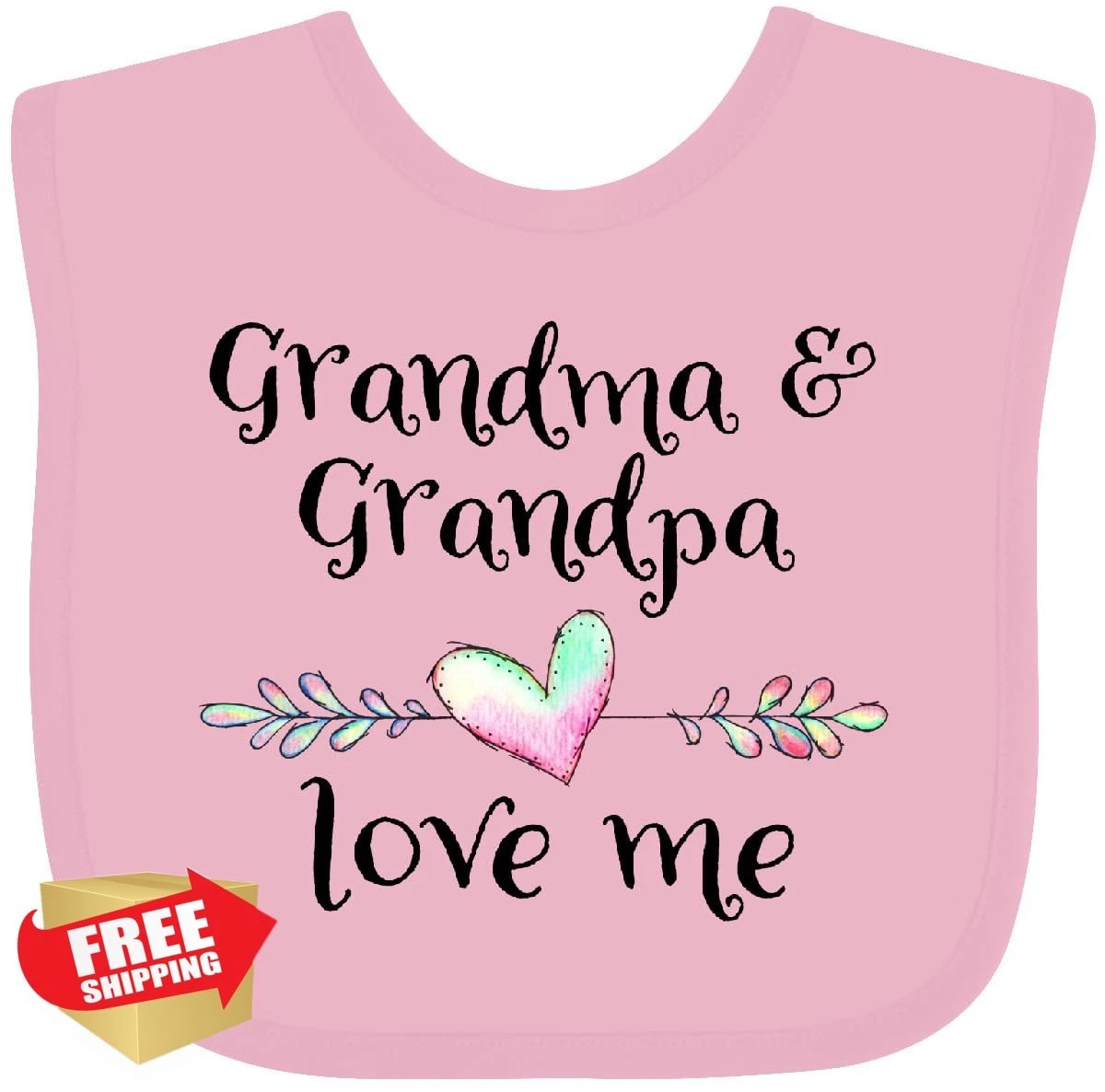 inktastic Grandma Grandpa Love Me Bib Pink