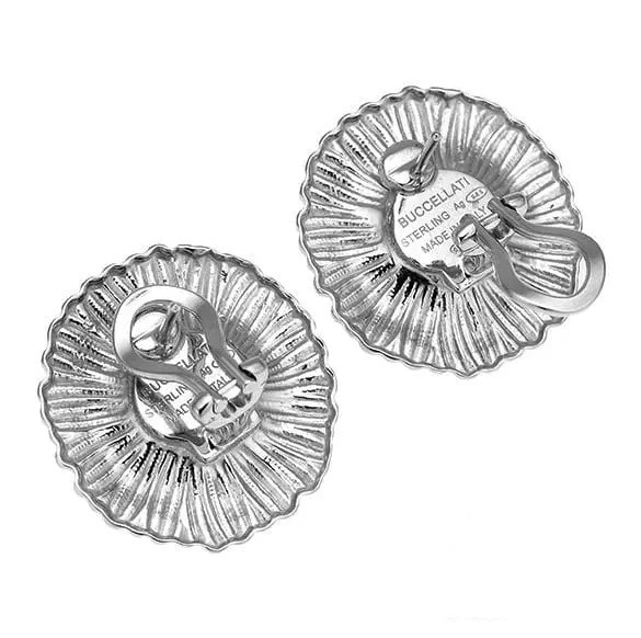 Pendiente trasero Buccellati flor azul ágata y diamante plata 925 flor Omega Foto 3 de 4