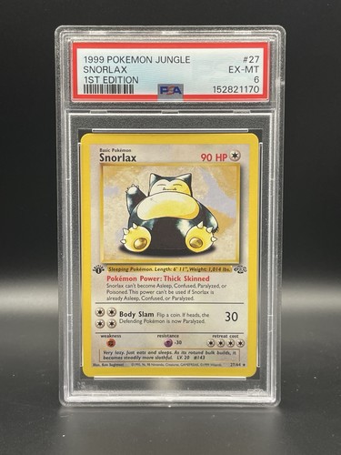 Snorlax (1st Edition) graded PSA 6 for sale on eBay