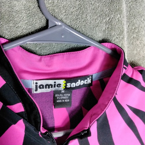 Jamie Sadock Womens Tank Top Size M Pink Zebra Stripes Butterfly Sleeveless Zip - Picture 5 of 13