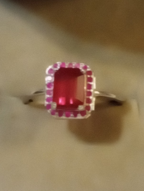 EARTH MINED GEM TESTED HEATED RUBY RING SIZE 7.5 925 S. 14K GOLD PLATED RUBY ACC