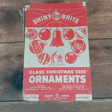 Shiny Brite Glass Christmas Tree Ornaments 1 Dozen Original Box Vintage USA