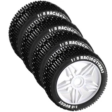 4Pcs 17mm Hex Hub Wheel Rim Tires Tyres for HSP KYOSHO 1/8 Off-Road RC Car Buggy