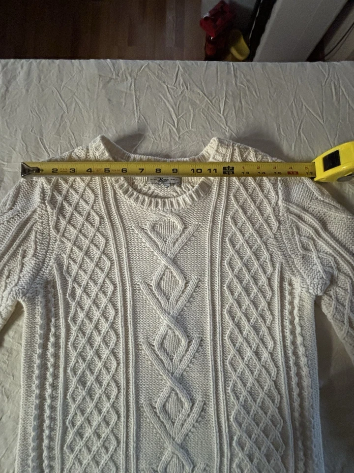 Bass Crewneck Fisherman Cable Knit Pullover Sweater 100% Cotton Size S Woman’s  - Image 4 of 4