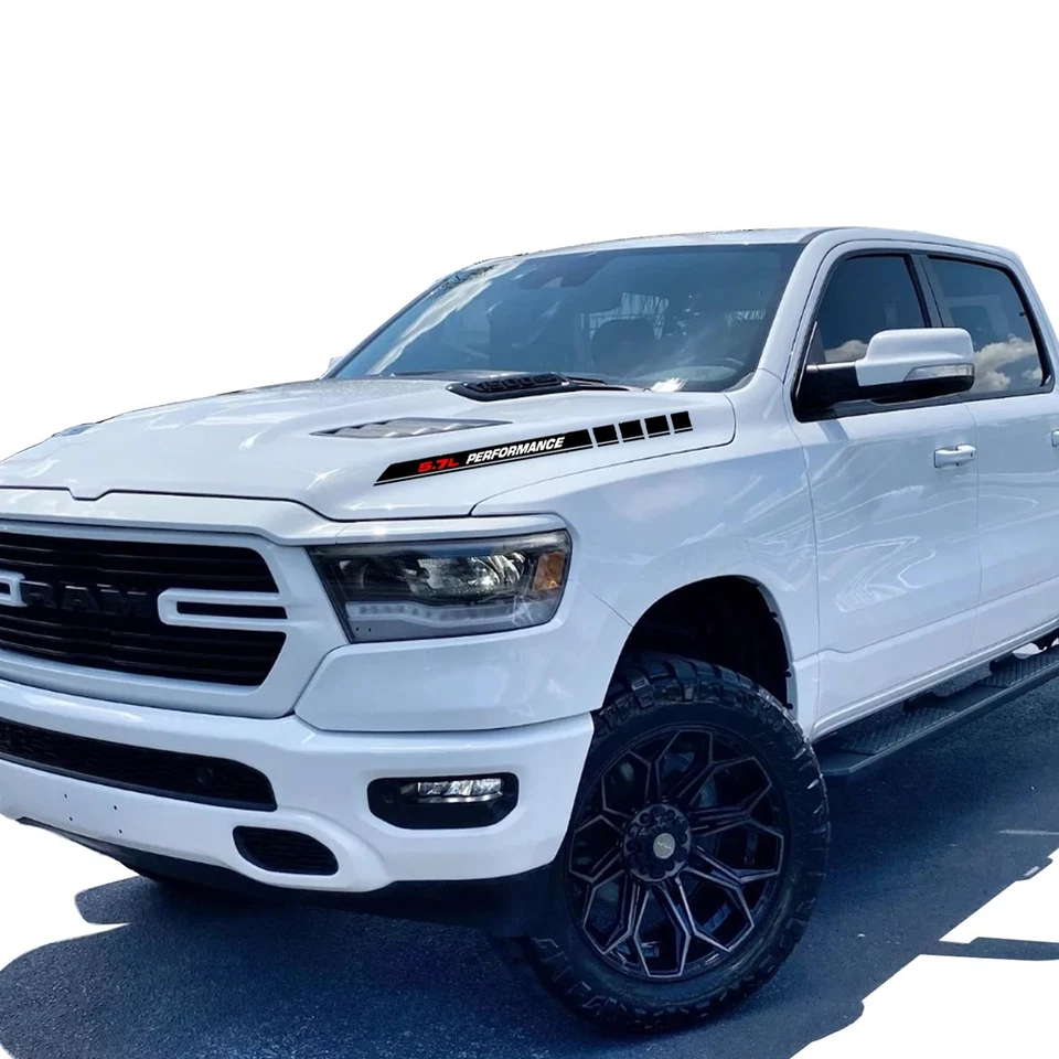 Emblema de calcomanías de capó de auto de rendimiento de 5,7 L para camioneta Dodge Ram 1500 2500 3500 2 un. Foto 3 de 4