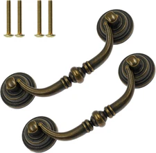 8PCS Antique Bronze Bail Drawer Pull Handles 3.5" Hole Cabinet Dresser Hardware