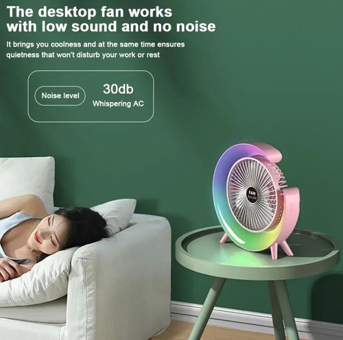 Fan LED Desk Portable USB 3 Speeds Rechargeable Cooler Cooling Silent Wireless - Picture 18 of 19