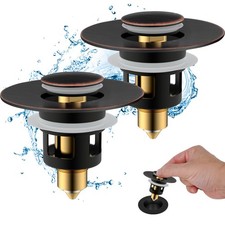 Hibbent 2 Pack All Metal Universal Bathroom Sink Stopper for 2.3 , Oil Rubbed