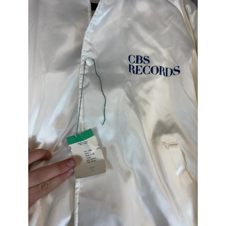 Chaqueta de bombardero satinada de colección años 80 Bruce Springsteen nacido en Estados Unidos CBS Records para hombre L Foto 3 de 4