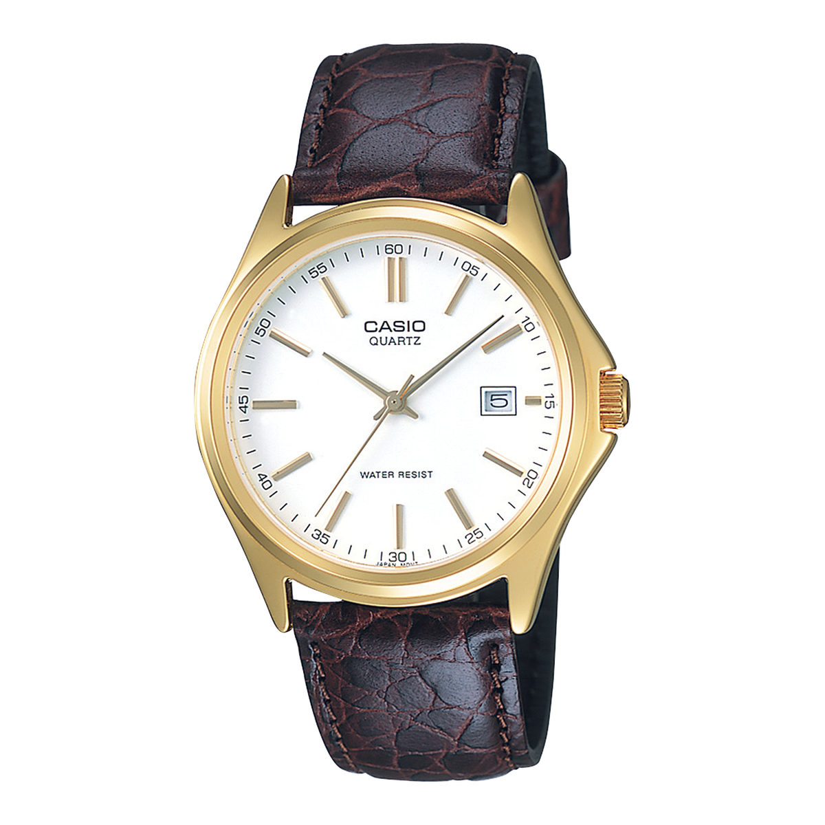 CASIO AZ-4700edu シガーT’s shop Casio Men's Watch Quartz White Dial Leather Strap Date Display MTP