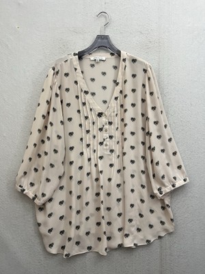 Rose and Olive Top Women's Size 2X Pink Sheer Button Up 3/4 Sleeve