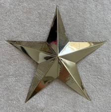 Wooden hanging star patterned design gold 43cm