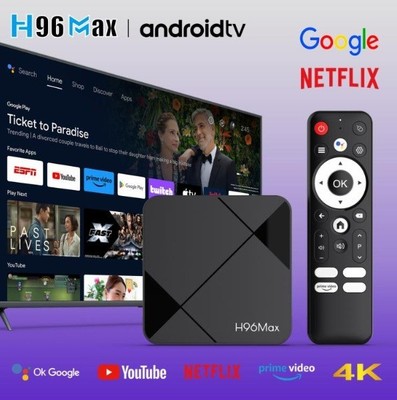 H96Max Android 14 TV-Box 4K UHD RK3518 Quad-Core 2 GB + 16 GB UK-Stecker Fernbedienung