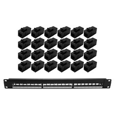 19Inch 1U Cabinet Rack Pass-Through 24 Port CAT6 Patch Panel RJ45 contact2897