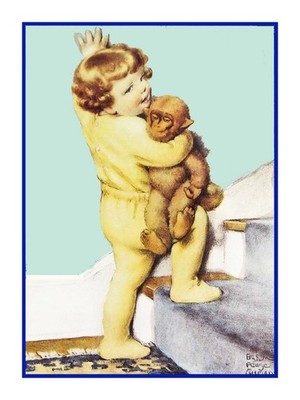 Bessie Pease Gutmann's Climbing Stairs Toy Monkey Counted Cross Stitch Pattern