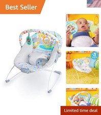 Comforting Baby Bouncer with Nonslip Feet  Machine Washable Seat - Safari Style
