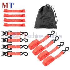 4 Pack Red Ratchet Straps Heavy Duty Kit 1.6Inch x 15Ft 5208lbs with S Hooks