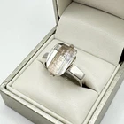 Vintage 925 Sterling Silver Chunky Statement Ring Size Q Band Faceted Geometric