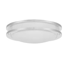 Hampton Bay Flaxmere 12 in. Chrome Dimmable LED Flush Mount Ceiling Light