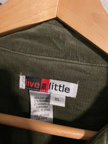Vintage Live a Little Women Jacket XL Green Corduroy Stretch Grunge 90s Y2K READ - Picture 2 of 9