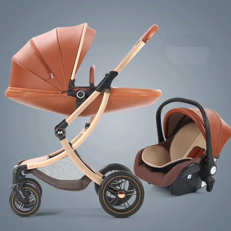 New Baby Stroller in 1,Baby Carriage with Car Seat Eggshell