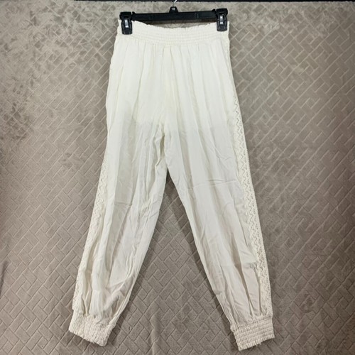 Ocean Drive Pants White Jogger Tapered Pull On Boho Lacey Girls L 14/16 - Picture 11 of 13