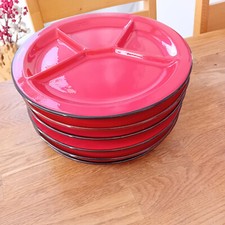 6 Fondue Raclette Teller rot 5168 60er/ 70er Steinzeug Antipasti Grillen Vintage