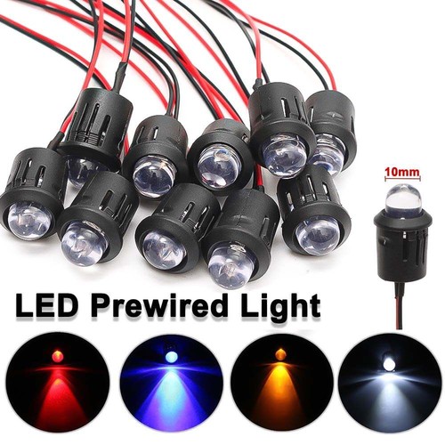 Lampadina Diodo Luce Precablata LED 10MM con Supporto Plastica Fai da Te Giocattoli Luce 12V