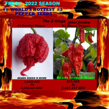 COMBO PACK 2 KINGS Carolina Reaper HB22a - Ghost Pepper 80+ Seeds