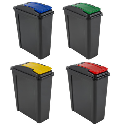 4 x 25L Slimline Recyclingbehälter Klappdeckel Müll Müll Mülleimer UK