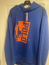 Polo Ralph Lauren Men  s Double Knit Tech Fleece Big Pony Hoodie Blue NWT Sz S