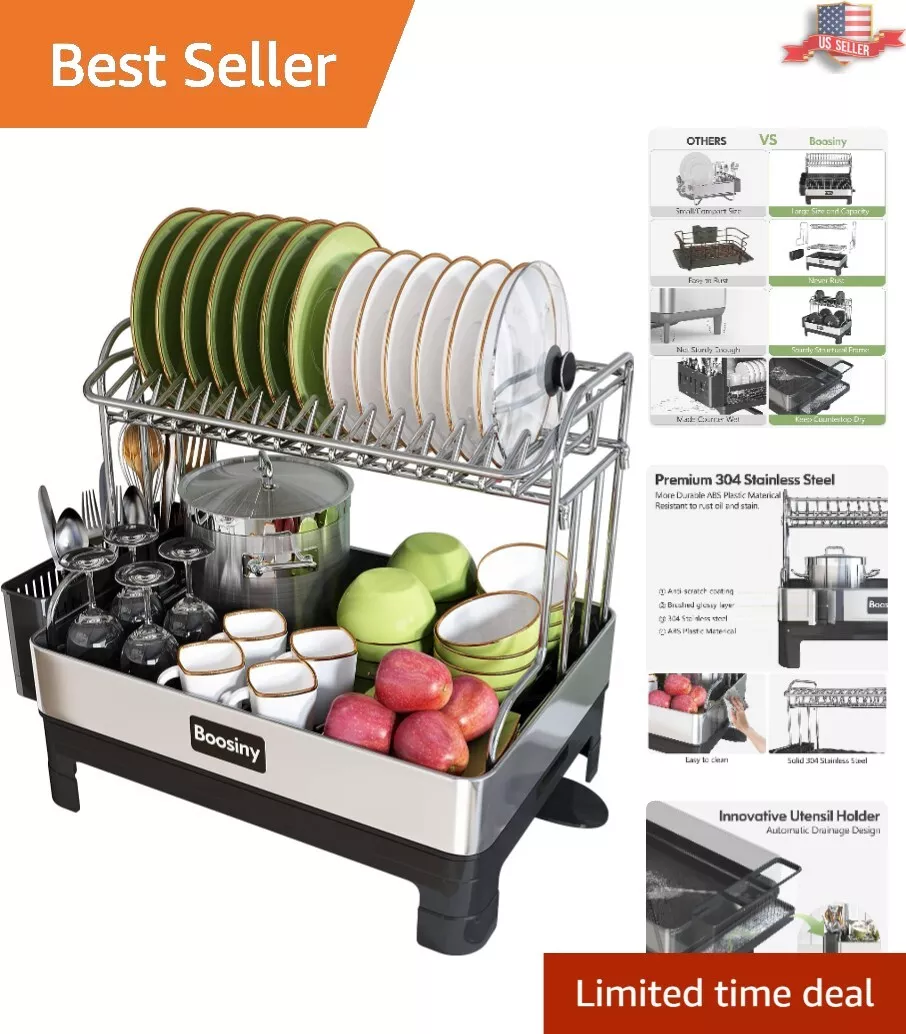 boosiny Stainless Steel 2 Tier Dish Rack