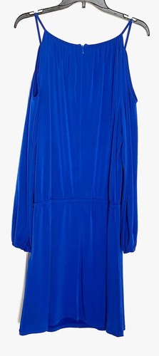 MICHAEL KORS Royal Blue Cold Shoulder Peasant Blouson Jersey Mini Dress XL = 16 - Picture 9 of 15