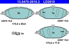 ATE 13.0470-2610.2 brake pad set, disc brake for Mercedes-Benz
