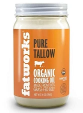 Organic Fatworks Grass-Fed Beef Tallow,  Non-Gmo Pasture-Raised 14oz