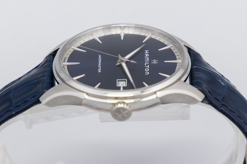 **NEAR MINT w/Box** Hamilton JAZZMASTER H324510 Quartz Navy Blue Dial Mens Watch - Picture 6 of 18