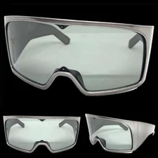 OVERSIZED Futuristic Wrap Around Shield Party Raver SUNGLASSES Huge Gray Frame