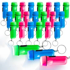 Mini Plastic  Keychain Flashlights Bulk - 24 Pack - Assorted Colors