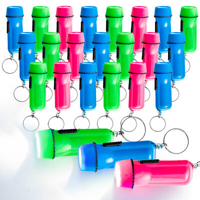 Mini Plastic  Keychain Flashlights Bulk - 24 Pack - Assorted Colors
