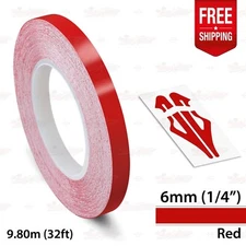 RED 1/4" 6mm Roll PIN STRIPE Car PinStriping Trim Line TAPE Decal Vinyl Sticker