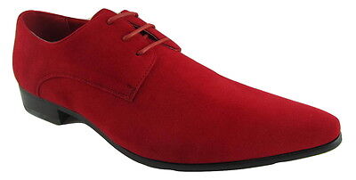 Rossellini Mario Men'S Shoes Red Faux Suede Lace Up Pointed Casual Shoe