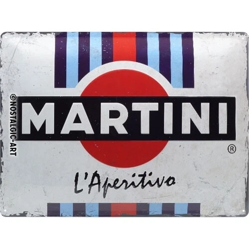 Nostalgic Art Martini L'Aperitivo Racing Stripes 30x40cm Large Sign Wall Decor - Picture 2 of 5